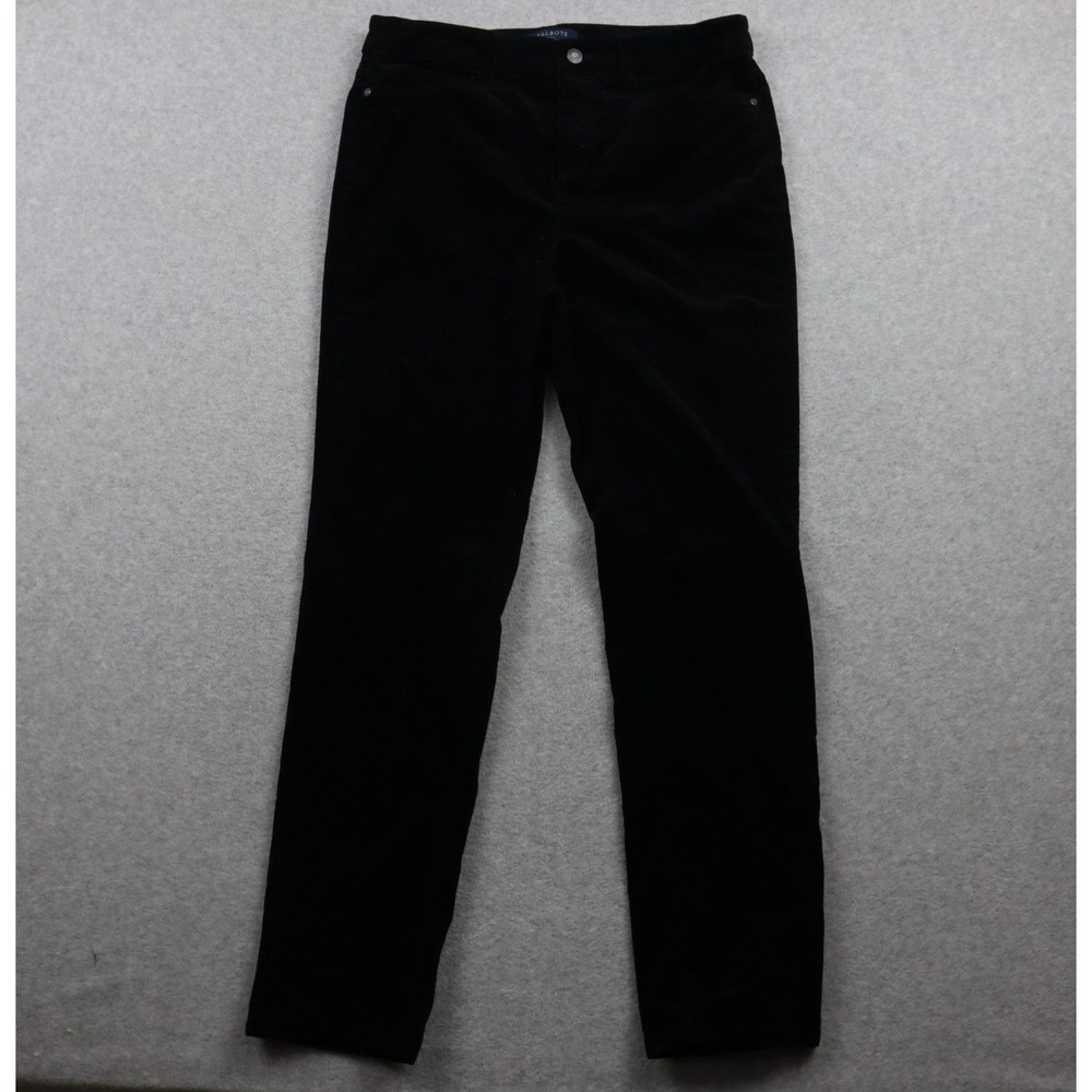 Talbots Pants Womens 10 Simply Flattering High Waist Straight Leg Corduroy Black